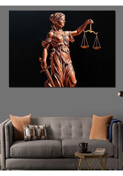 Adalet Heykeli Terazisi Sanat Dekoratif Kanvas - Mdf Ahşap Tablo