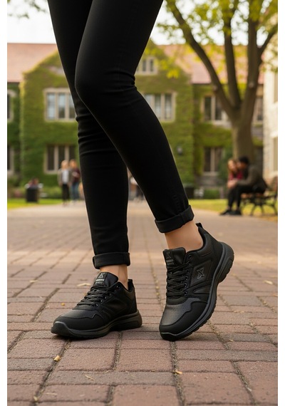 Siyah Hafif Esnek Unisex Spor Ayakkabı Xstep 020-cilt G Siyah-siyah