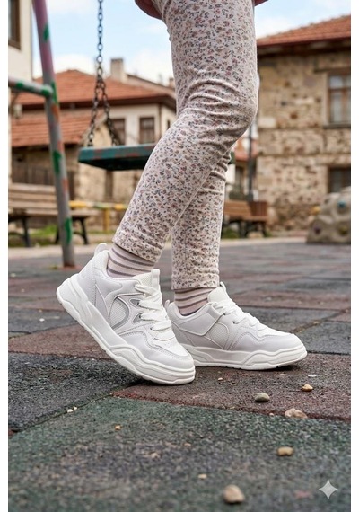 Fort Jacop Cool Anatomik Rahat Hafif Sneaker Kız Çocuk Ayakkabı Beyaz