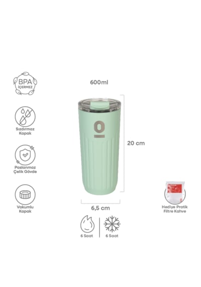 Espressolab Yeşil Mug Termos 600 Ml Yeşil