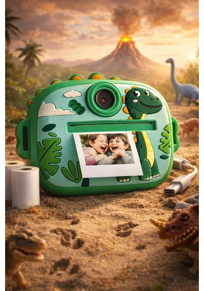 Çocuk Anında Baskılı Mini Fotoğraf Makinesi Sevimli Tasarımlı Çift Kameralı Kamera