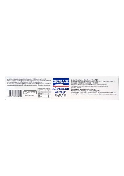 Irmak Küp Şeker 750 Gr 20'li Paket