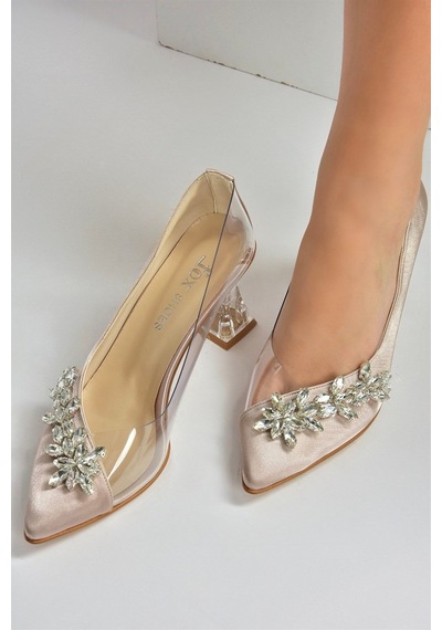 Fox Shoes Ten Saten Kumaş Taşlı Kadın Ayakkabı M246013204 Ten