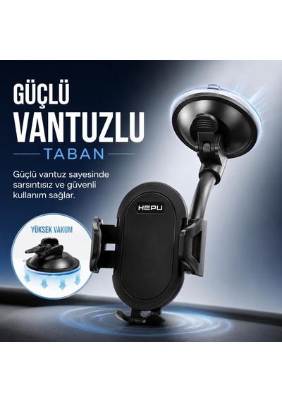 Hp-a12 Uzun Kollu Araç İçi Telefon Tutucu Güçlü Vantuzlu Ayarlanabilir Esnek Kol 360 Dönebilen Başlık 2 Mixed