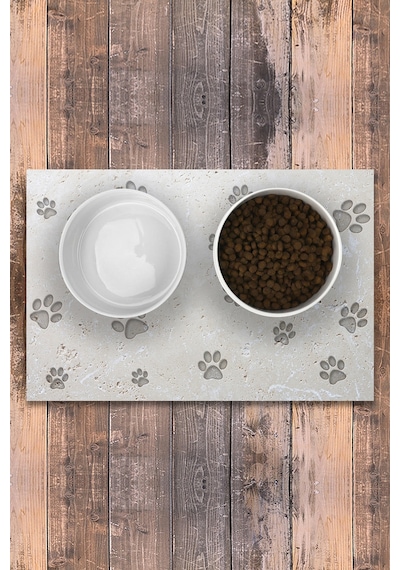 Evaşk Vinil Kaymaz Tabanlı Keçe Baskılı Evcil Hayvan Pet Mama  Paspası 25x40 Renk PATİ PM0225PA
