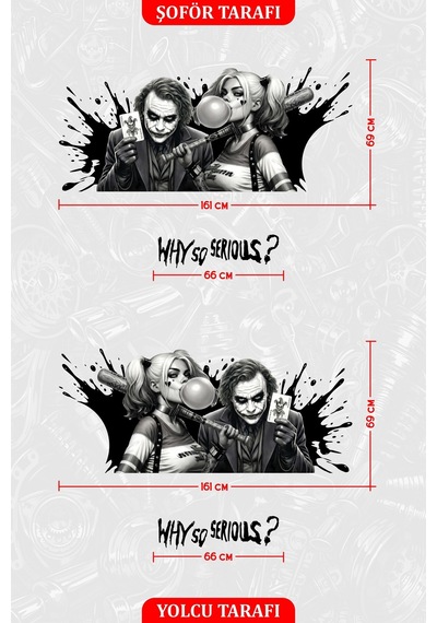 Joker & Harley Quınn Yan Gövde Kaplama Sticker Şoför - 864812330