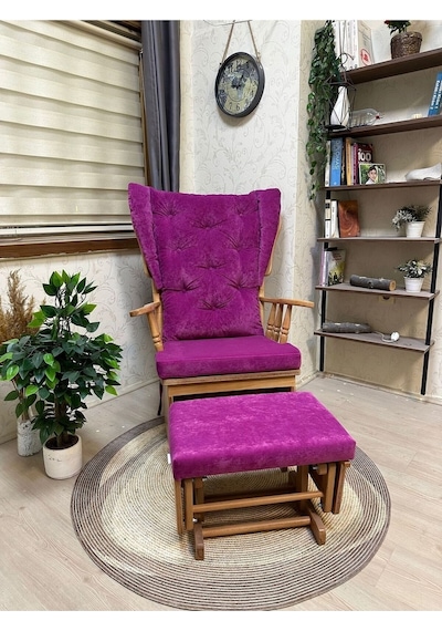 Asedia Mama Puflu Naturel Fuşya Minderli Sallanan Emzirme Koltuğu
