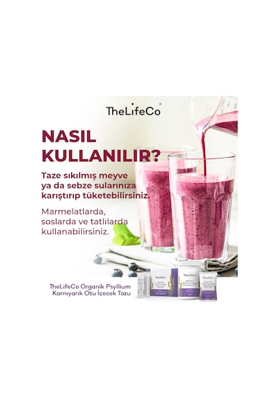 Thelifeco Organik Psyllium Karnıyarık Otu İçecek Tozu 180 G