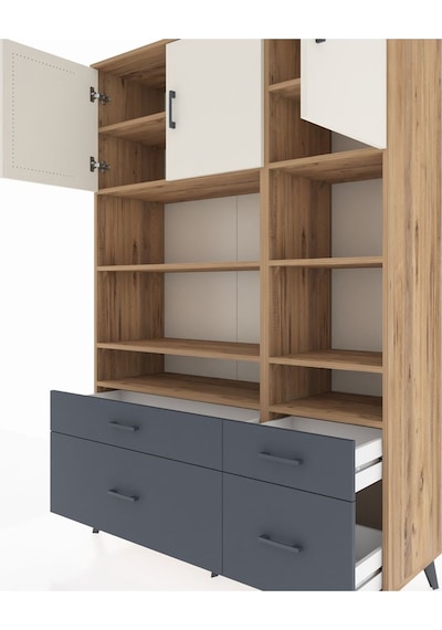 Hyperion Dolap 10 Raflı 4 Çekmeceli 3 Kapaklı 132x44x195 Çam-aytaşı/antrasit Aytası/antrasıt Hyperion Dolap 10 Raflı 4 Çekmeceli 3 Kapaklı 132x44x195 Çam-aytaşı/antrasit Aytası/antrasıt