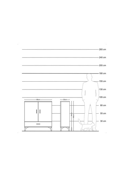 Arges Şifonyer 3 Raflı Tek Çekmeceli 2 Kapaklı 88x30x96 Çam-antrasit Atlas Çam