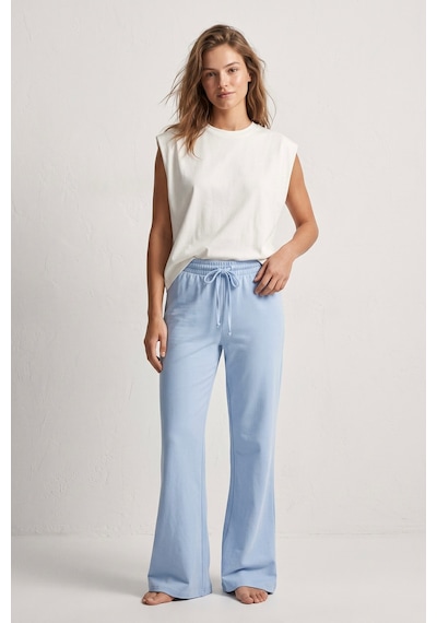 Elemge %100 Pamuk Süprem Compact Penye Tok Kumaş Kadın Pijama Altı Bol Kalıp Mavi Geniş Paça Ipli Terletmez Alt Cepsiz Nefes Alan Elemge %100 Pamuk Süprem Compact Penye Tok Kumaş Kadın Pijama Altı Bol Kalıp Mavi Geniş Paça Ipli Terletmez Alt Cepsiz Nefes Alan