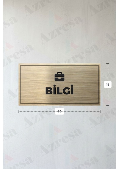 Bilgi Yazılı - Metal - Gold Renk - Kapı İsimliği - 30x15 Cm Bilgi Yazılı - Metal - Gold Renk - Kapı İsimliği - 30x15 Cm