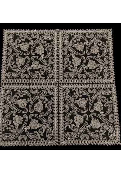 Fransız Dantel Tek Fiskos 100x100cm, Sehpa Örtüsü Fiskos Çok Renkli