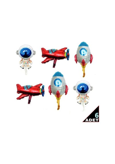 Süsle Bebek Ve Parti Uzay Temalı 35 Cm X 6 Adetli Folyo Balon Seti Genel