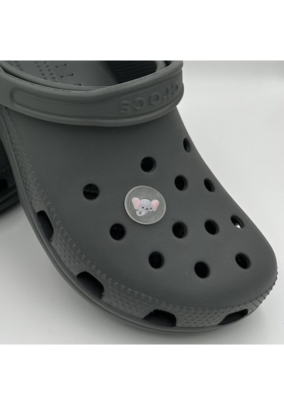 Crocs Terlik Süsü Ve Aksesuarı , Çanta Süsü Renkli Jibbitz Dijital Fil 01 Görselli Figür Aksesuarı Gri-pembe