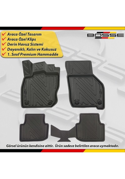 Seat Leon Otomatik Paspas Araca Özel 2020 Sonrası Derin Havuzlu Paspas Bosse North Serisi