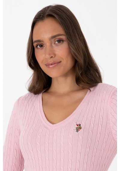 U.S. Polo Assn. Kadın Açık Pembe V Yaka Basic Kazak 50307700-VR078 U.S. Polo Assn. Kadın Açık Pembe V Yaka Basic Kazak 50307700-VR078