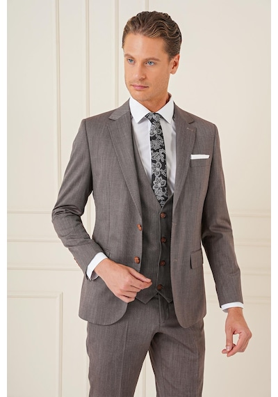 Efor Slim Fit Esnek Yelekli Klasik Vizon Takım Elbise Tk 897 Vizon