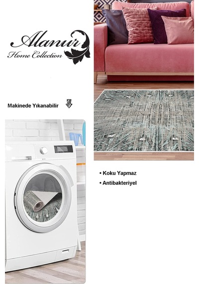 Dekoreko Kaymaz Taban Djt Salon Halısı Trend Modern 743 Mavi