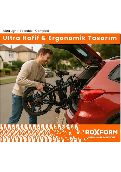 Roxform R-100 Elektrikli Katlanabilir Bisiklet 20 İnç Şehir Bisikleti Titanyum Mavi