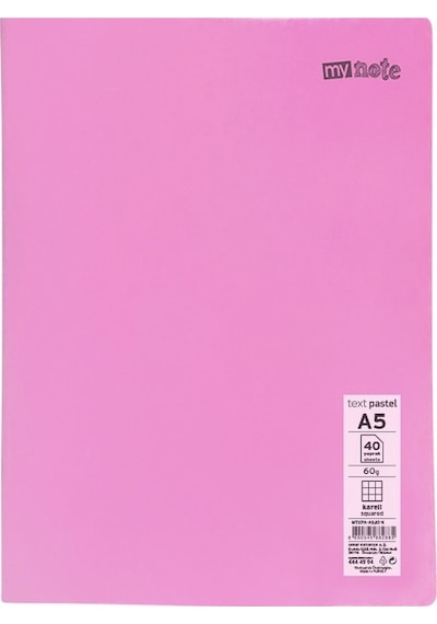 Mynote Text Pastel Defter Pp Kapak Tel Dikişli A5 40 Yp Kareli Mtxpa -A540-K 30002144 12 Adet