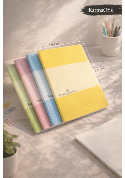 A5 Pastel Defter Seti 4'lü 100 Yaprak Kareli A5 Defter Pastel Renkli Okul Ofis Not Defteri