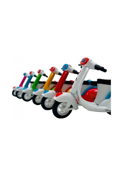 Diecast Metal Gövdeli Çek Bırak Oyuncak Scooter Klasik Motor 11 Cm Çok Renkli