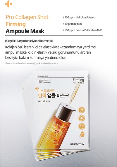 Kolajen İçeren Kırışıklık Karşıtı Ampul Maske Dermatory Pro Collagen Shot Firming Ampoule Mask