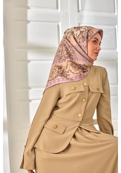 Silk Home Twill İpek Eşarp 11482-12 Pudra, Vizon, Sütlü Kahve, Pudra Vizon, Bej