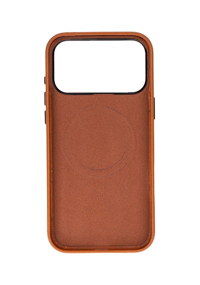 Bloomcase Premium Mono Urban Tan Apple iPhone Uyumlu 17 Pro Max/ 18 Pro Max 6.9" Hakiki Deri Magsafe Kılıf Taba