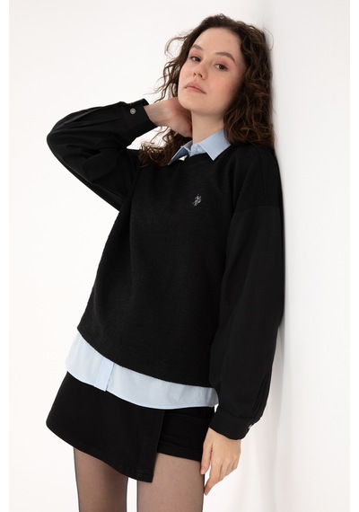 U.S. Polo Assn. Kadın Siyah Bisiklet Yaka Sweatshirt 50309052-VR046