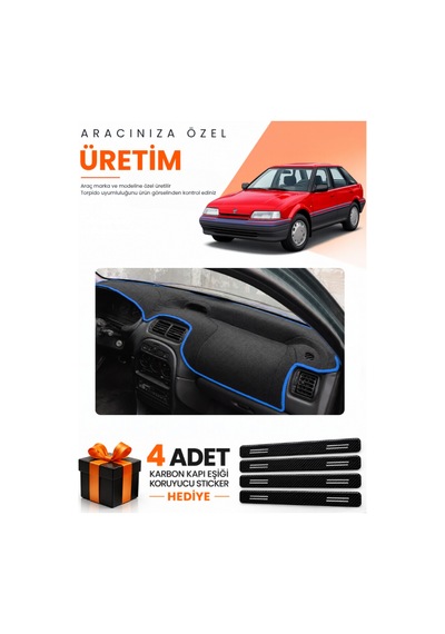 Rover 214 1989-1999 Uyumlu Torpido Koruma Örtüsü Oto Kılıfı - Siyah Mavi