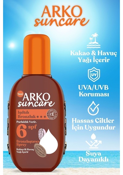 Suncare Spf6 Bronzlaştırıcı Yağ 220ml & Spf30 Yüksek Korumalı Vücut Güneş Spreyi 200ml Yaz Seti