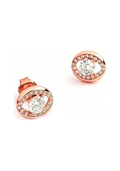 Pırlanta Işıltısında Swarovski Taşlı Gümüş Rose Tek Taş Küpe