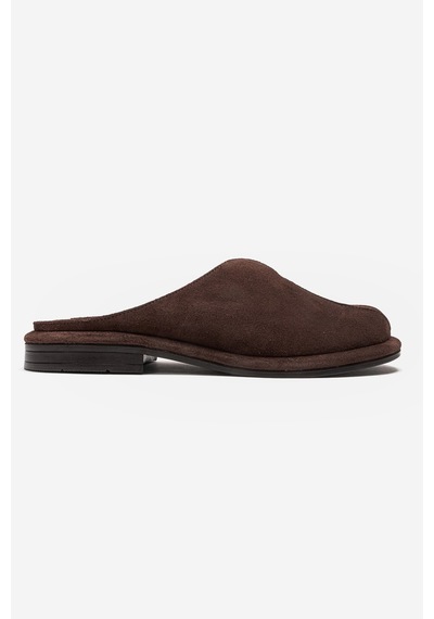 Luvishoes Tansy Kahverengi Süet Hakiki Deri Önü Kapalı Kadın Terlik