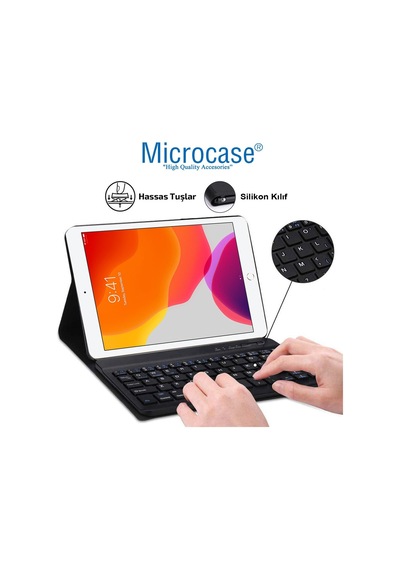 Apple Uyumlu iPad  7.Nesil 10.2 Inç 2019 Bt Klavye Mouse + Standlı Kılıf - Bkk6