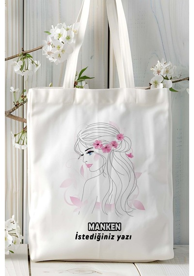 Art Hediye Manken Baskılı Bez Omuz Çantası Kişiye Özel Model 4 Çok Renkli