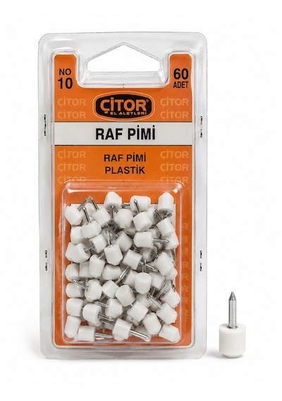 Raf Pimi Plastik Beyaz - 60 Adet Çelik Çivili Raf Destek Pimi