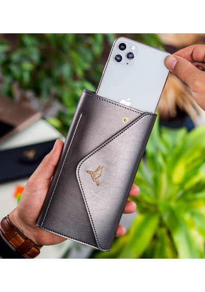 Bk Gift Kişiye Özel İsimli Telefon Ve Bozuk Para Bölmeli Zarf Model Antrasit Siyah Kadın Cüzdanı, Sevgiliye Hediye, Anneye Hediye Renkli Çok Renkli