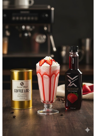 Çilek Aromalı Konsantre Şurup 700 Ml Kokteyl, Kahve, Smoothie Ve Tatlılar İçin Profesyonel Kullanım