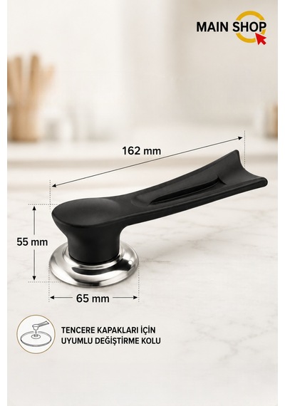 Mainshop 1 Adet Isıya Dayanıklı Dikey Tasarım Tencere Tava Kapağı Tutma Kolu M-1056