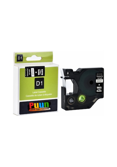 Puun Dymo D1 45021 12mmX7m Siyah-Beyaz 720610 Uyumlu şerit
