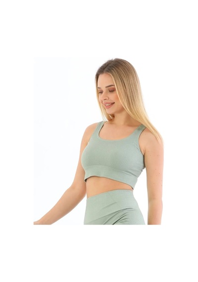 Fantazer Premium Göğüs Toparlayıcı Sarkma Önleyen Spor Günlük Kalın Askılı Pedli Fitilli Crop Büstiyer Mint