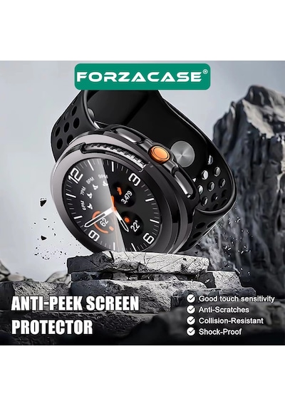 Forzacase Samsung Uyumlu Galaxy Watch 8 Classic 46mm İçin Ekran Korumalı Sert Rubber Kılıf Fc015