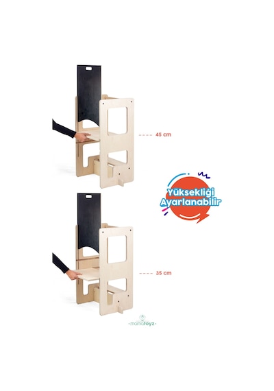 Flip Natural 3'ü 1 Arada Öğrenme Kulesi & Aktivite Masası & Yazı Tahtası Natural