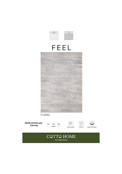 Feel Fl009g Krem Halı Modern Desenli Akrilik Tozu Az Pamuk Taban Salon Halısı Yatak Odası Koridor