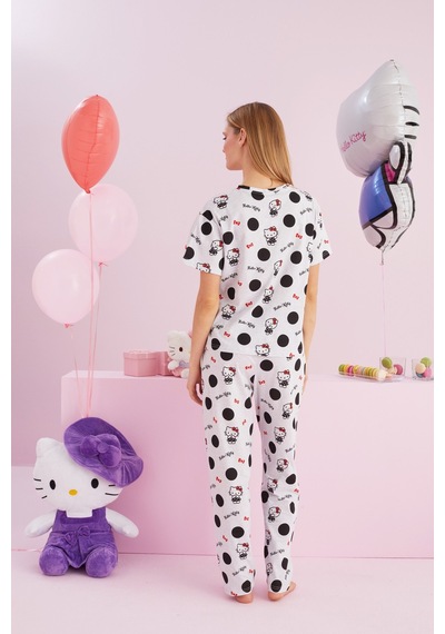 Siyah İnci Lisanslı %100 Pamuk Çok Renkli Bisklet Yaka Pijama Takım Hk014 Gri