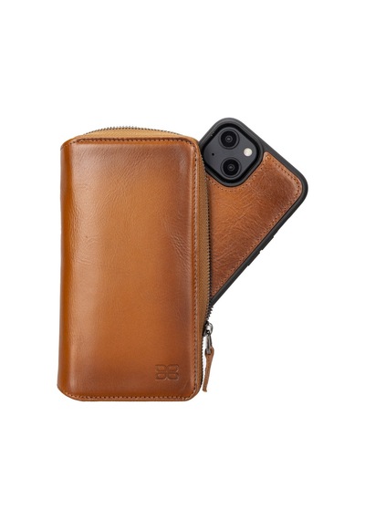 Bouletta Apple Uyumlu iPhone 14 Deri Zip Kılıf RST2EF