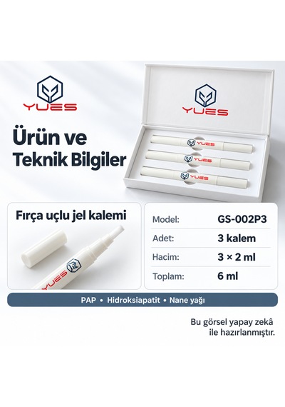 Yues Pap Diş Beyazlatma Kalemi 3'lü Set 3 X 2 Ml