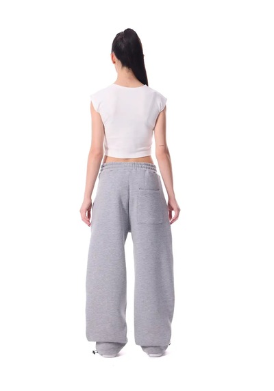 Feville 3 İplik Şardonlu Ayarlanabilir Paça Baggy Unisex Eşofman Altı Grimelanj